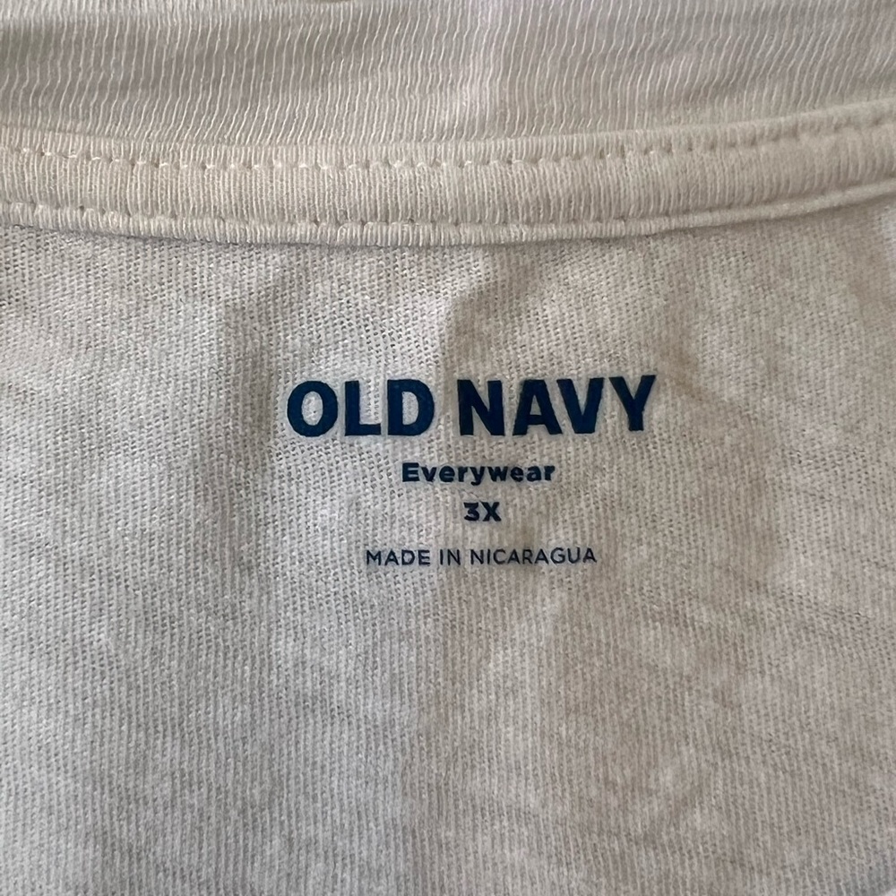 Old Navy Everyday Cream Color T-Shirt w/Palm Trees in a Pineapple Size 3X - Picture 6 of 7